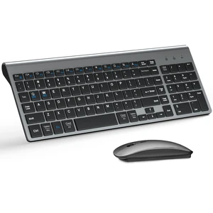 Wireless Keyboard and Mouse Ultra Slim Combo with Dual System - Gray Black | 2.4G Silent Compact 2400DPI Mouse and Scissor Switch Keyboard Set with Cover and Batteries, for PC/Laptop/Windows/Mac Wireless Keyboard and Mouse Ultra Slim Combo with Dual System - Gray Black | 2.4G Silent Compact 2400DPI Mouse and Scissor Switch Keyboard Set with Cover and Batteries, for PC/Laptop/Windows/Mac