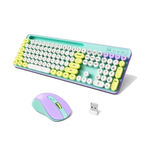 Retro Wireless Keyboard and Mouse Combo for PC/Laptop | 2.4G Wireless, 109 Keys Full size , 3 DPI Levels (800/1200/1600), Battery Powered, Cute Round Typewriter Keys, for Windows Retro Wireless Keyboard and Mouse Combo for PC/Laptop | 2.4G Wireless, 109 Keys Full size , 3 DPI Levels (800/1200/1600), Battery Powered, Cute Round Typewriter Keys, for Windows