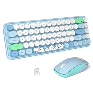 Wireless Keyboard and Mouse Cute Mouse and Keyboard 2.4G Wireless Keyboards with Colorful 68 Keys Typewriter Retro Round Keycap for PC, Laptop,Tablet,Computer Windows - Blue Colorful Wireless Keyboard and Mouse Cute Mouse and Keyboard 2.4G Wireless Keyboards with Colorful 68 Keys Typewriter Retro Round Keycap for PC, Laptop,Tablet,Computer Windows - Blue Colorful