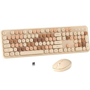 Wireless Computer Keyboard and Mouse Combo (Milk-Tea Colorful) | Retro Round Typewriter Keycaps, Power Switch, Ergonomic Design, 2.4GHz Wireless for Windows, Mac, PC Wireless Computer Keyboard and Mouse Combo (Milk-Tea Colorful) | Retro Round Typewriter Keycaps, Power Switch, Ergonomic Design, 2.4GHz Wireless for Windows, Mac, PC