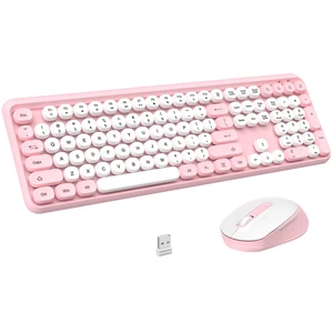 Retro Typewriter Wireless Keyboard and Mouse Combo, Cute Round Keys(Pink) | Full Size Round Keys Keyboard,Auto Sleep,Quiet Optical Mouse,Silent Clicks,2.4GHz Cordless Connection for Mac/Win/PC/Laptop Retro Typewriter Wireless Keyboard and Mouse Combo, Cute Round Keys(Pink) | Full Size Round Keys Keyboard,Auto Sleep,Quiet Optical Mouse,Silent Clicks,2.4GHz Cordless Connection for Mac/Win/PC/Laptop