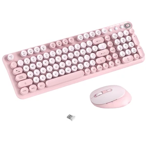 Colorful Wireless Keyboard and Mouse Combo (Pink) | 2.4GHz Wireless, Floating Retro Round Keycaps, 104 Keys Full-Size Keyboard Mouse Set with Switch Button for PC Laptop Tablet Colorful Wireless Keyboard and Mouse Combo (Pink) | 2.4GHz Wireless, Floating Retro Round Keycaps, 104 Keys Full-Size Keyboard Mouse Set with Switch Button for PC Laptop Tablet