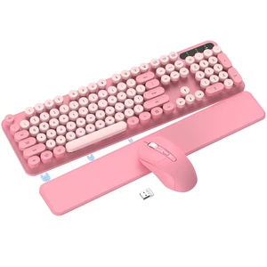 Pink Wireless Keyboard and Mouse Combo, Magnetic Wrist Rest, Round Keycap | Ergonomic Cute Retro Typewriter Full-Size Keyboard Mouse with Number Pad, 2.4GHz Cordless USB for Windows, Mac, PC, Laptop Pink Wireless Keyboard and Mouse Combo, Magnetic Wrist Rest, Round Keycap | Ergonomic Cute Retro Typewriter Full-Size Keyboard Mouse with Number Pad, 2.4GHz Cordless USB for Windows, Mac, PC, Laptop