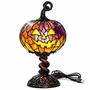 New Halloween Pumpkin Table Lamp - Gothic Resin Pumpkin Glow Lamp, USB Powered, Retro Decorative Table Lamp for Bedroom, Bookshelf, Halloween Seasonal Decor New Halloween Pumpkin Table Lamp - Gothic Resin Pumpkin Glow Lamp, USB Powered, Retro Decorative Table Lamp for Bedroom, Bookshelf, Halloween Seasonal Decor