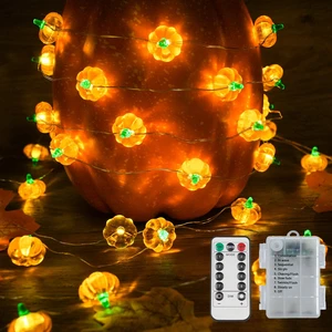 12.8ft 40 LED Halloween Pumpkin Lights Battery Operated Timer | 3D Pumpkin Lights String With Remote, 8 Modes Fall Decorations for Indoor, Party, Harvest, Thanksgiving 12.8ft 40 LED Halloween Pumpkin Lights Battery Operated Timer | 3D Pumpkin Lights String With Remote, 8 Modes Fall Decorations for Indoor, Party, Harvest, Thanksgiving