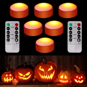 6 Pack Halloween Pumpkin LED Lights, Orange | 2 Remotes Timer Jack-o Pumpkin Lights Lantern Battery Operated Lantern Bright Flameless Candle Decor Outdoor Decorations 6 Pack Halloween Pumpkin LED Lights, Orange | 2 Remotes Timer Jack-o Pumpkin Lights Lantern Battery Operated Lantern Bright Flameless Candle Decor Outdoor Decorations