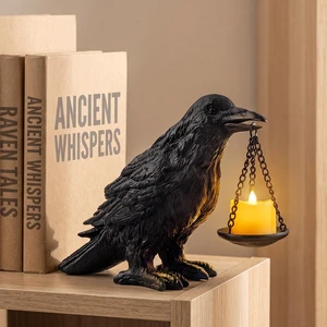 Gothic Crow Lamp with Tealight Candle Holder Resin Raven Decor Statue Gothic Home Decor for Bedroom Unique Goth Gifts Black Gothic Crow Lamp with Tealight Candle Holder Resin Raven Decor Statue Gothic Home Decor for Bedroom Unique Goth Gifts Black