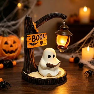 Ghost Bookshelf Lantern, Cute Ghost Reading Book Lamp, Under Tree Ghost Lamp, Halloween Lamp, Halloween Decorations Ideal for Desks, Mantels Ghost Bookshelf Lantern, Cute Ghost Reading Book Lamp, Under Tree Ghost Lamp, Halloween Lamp, Halloween Decorations Ideal for Desks, Mantels