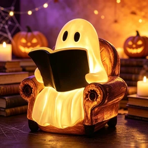 3.7" Halloween Decorations Indoor Ghost Reading Book Lamp Ghost Decor 3.7" Halloween Decorations Indoor Ghost Reading Book Lamp Ghost Decor