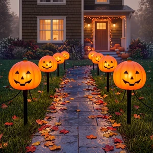 C7 Halloween Pumpkin Pathway Stake Lights, 7 Ft Halloween Pathway String Lights with 4 C7 Bulbs, Stake, Halloweens Decorations Driveway Markers Lights for Outdoor Holiday Garden Walkway Party Lighting C7 Halloween Pumpkin Pathway Stake Lights, 7 Ft Halloween Pathway String Lights with 4 C7 Bulbs, Stake, Halloweens Decorations Driveway Markers Lights for Outdoor Holiday Garden Walkway Party Lighting