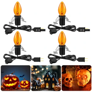 4 Pack Accessory Cord with LED Bulb, 6ft Light Cord | On/Off Switch, Female/Male Plugs, Blow Mold Light Kit Replacement for Halloween Pumpkin, Paper Lantern, Salt Lamps, Skeleton 4 Pack Accessory Cord with LED Bulb, 6ft Light Cord | On/Off Switch, Female/Male Plugs, Blow Mold Light Kit Replacement for Halloween Pumpkin, Paper Lantern, Salt Lamps, Skeleton