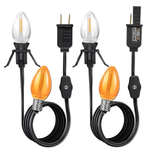 Clip in Light Cord, Black, 2-Pack 6ft Cord, Christmas Village House Lights | Accessory Cord with Light Bulb, Candelabra-Base E12 Socket, UL Listed, Ceramic Trees Light Lamp Socket Clip in Light Cord, Black, 2-Pack 6ft Cord, Christmas Village House Lights | Accessory Cord with Light Bulb, Candelabra-Base E12 Socket, UL Listed, Ceramic Trees Light Lamp Socket