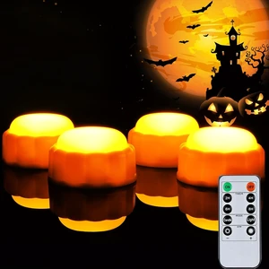 Halloween Bright LED Pumpkin Lights with Remote Control and Timers,Jack O'Lantern Lights Battery Operated for Halloween, Fall Decorations, Orange, Set of 4 Halloween Bright LED Pumpkin Lights with Remote Control and Timers,Jack O'Lantern Lights Battery Operated for Halloween, Fall Decorations, Orange, Set of 4