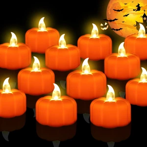 24 Pack Halloween Decorations Indoor Pumpkin Tea Lights Fall Table decor | Flameless Orange Light Up LED Pumpkin Lights Candles Battery Operated, Thanksgiving Flickering Tealights for Home Room Decor 24 Pack Halloween Decorations Indoor Pumpkin Tea Lights Fall Table decor | Flameless Orange Light Up LED Pumpkin Lights Candles Battery Operated, Thanksgiving Flickering Tealights for Home Room Decor