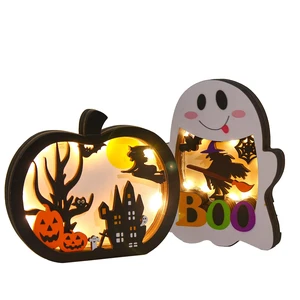 Halloween Wooden Lighted Pumpkin for Tabletop, 2pcs Light Up Pumpkin Ghost Lamp Lantern Shadow Box Halloween Table Decorations Ornament Halloween Wooden Lighted Pumpkin for Tabletop, 2pcs Light Up Pumpkin Ghost Lamp Lantern Shadow Box Halloween Table Decorations Ornament