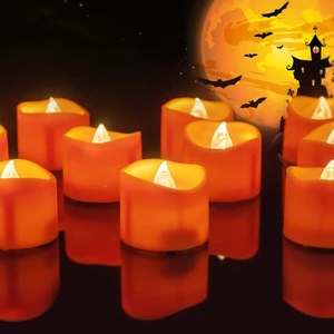 Halloween 24 Pack Orange Tea Light Candles, Battery Operated LED Tealights, Small Pumpkins Lights, Flameless, Electric Fake Tea Candles for Fall, Diwali Decorations Halloween 24 Pack Orange Tea Light Candles, Battery Operated LED Tealights, Small Pumpkins Lights, Flameless, Electric Fake Tea Candles for Fall, Diwali Decorations