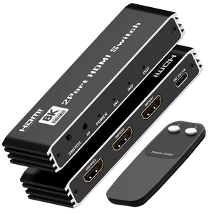 8K HDMI Switch 2.1 Selector with Remote, 2 in 1 Out 48Gbps Aluminum HDMI Switcher, Supports 8K@60Hz 4K@120Hz HDR, Compatible with PS5/Xbox/Fire Stick/Blu-ray Player 8K HDMI Switch 2.1 Selector with Remote, 2 in 1 Out 48Gbps Aluminum HDMI Switcher, Supports 8K@60Hz 4K@120Hz HDR, Compatible with PS5/Xbox/Fire Stick/Blu-ray Player