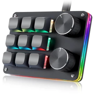 Macro Programmable Keypad, One Handed Programmable Mechanical Keyboard, RGB Blue Switch Hot Swappable, 9 Keys 2 Knob Backlit Keypad for Working and Gaming, Black Macro Programmable Keypad, One Handed Programmable Mechanical Keyboard, RGB Blue Switch Hot Swappable, 9 Keys 2 Knob Backlit Keypad for Working and Gaming, Black