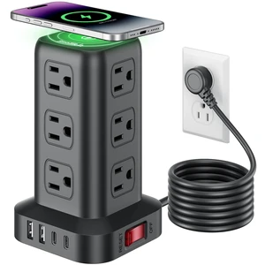Extension Cord with Multiple Outlets, Power Strip Tower, Outlet Extender with 12 AC Outlets 4 USB, 6.5FT Extension Cord for Home Dorm Room, Office Supplies, Overload Protection Extension Cord with Multiple Outlets, Power Strip Tower, Outlet Extender with 12 AC Outlets 4 USB, 6.5FT Extension Cord for Home Dorm Room, Office Supplies, Overload Protection