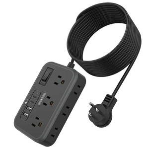 6 Widely Spaced Outlet(2 Side) Power Strip with 4 USB Ports, Extension Cord 15 Ft 6 Widely Spaced Outlet(2 Side) Power Strip with 4 USB Ports, Extension Cord 15 Ft
