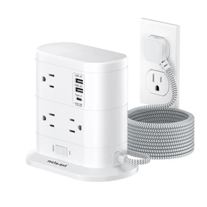 10 in 1 Surge Protector Power Strip Tower - 5Ft Flat Plug Extension Cord with 7 Outlets 3 USB Ports (1 USB C), Desk Power Strips with Surge Protection for Home Office Supplies Dorm Room Essentials 10 in 1 Surge Protector Power Strip Tower - 5Ft Flat Plug Extension Cord with 7 Outlets 3 USB Ports (1 USB C), Desk Power Strips with Surge Protection for Home Office Supplies Dorm Room Essentials