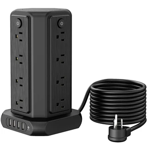 Surge Protector Power Strip Tower with USB Ports, 15 FT Extension Cord Tower with 16 Widely Spaced Outlets 4 USB Ports, 1080 Joules, Overload Protection, Flat Plug Power Strip for Home, Office, Black Surge Protector Power Strip Tower with USB Ports, 15 FT Extension Cord Tower with 16 Widely Spaced Outlets 4 USB Ports, 1080 Joules, Overload Protection, Flat Plug Power Strip for Home, Office, Black