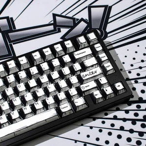 Retro Manga PBT Keycaps, Black White Japanese Anime Keycap, 141 Keys Custom Cherry Profile Key Caps Set, Dye Sub Gaming Keycap for 60% 65% 75% 95% Mechanical Keyboard Cherry Mx Gateron Switches Retro Manga PBT Keycaps, Black White Japanese Anime Keycap, 141 Keys Custom Cherry Profile Key Caps Set, Dye Sub Gaming Keycap for 60% 65% 75% 95% Mechanical Keyboard Cherry Mx Gateron Switches