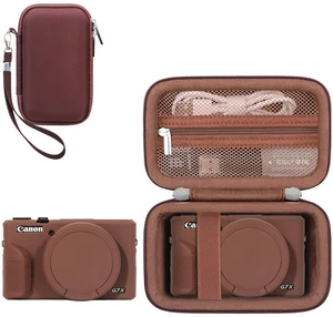 Bundle Case for Canon PowerShot G7X Mark III Digital Camera, Brown | Canon G7X Mark III Case | 2in1 Kit: Hard Travel Carrying Case with Wrist Strap+Soft Silicone Case with Removable Lens Cover Bundle Case for Canon PowerShot G7X Mark III Digital Camera, Brown | Canon G7X Mark III Case | 2in1 Kit: Hard Travel Carrying Case with Wrist Strap+Soft Silicone Case with Removable Lens Cover