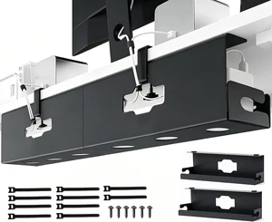 2 Pack Under Desk Cable Management Tray, 32.2" Steel Cord Organizer, Black | Clip-on and Screw-Mount Desk Organizer Under Desk Storage Cable Management Box 2 Pack Under Desk Cable Management Tray, 32.2" Steel Cord Organizer, Black | Clip-on and Screw-Mount Desk Organizer Under Desk Storage Cable Management Box