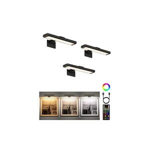 RGB Picture Light for Wall, 2400mAh Wireless Rechargeable Color Changing Art Light with Remote, 16 Colors, Dimmable Magnetic LED Display Lights for Painting, Bedroom, Gaming Room (Black-3P) RGB Picture Light for Wall, 2400mAh Wireless Rechargeable Color Changing Art Light with Remote, 16 Colors, Dimmable Magnetic LED Display Lights for Painting, Bedroom, Gaming Room (Black-3P)