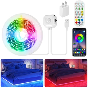 Motion Activated LED Strip Under Bed Lights 9.8Ft RGB,Remote & App Control Motion Sensor Strip Light Indoor,Music Sync,Auto On/Off RGB Color Changing Night Light USB Powered for Bedroom Cabinet TV PC Motion Activated LED Strip Under Bed Lights 9.8Ft RGB,Remote & App Control Motion Sensor Strip Light Indoor,Music Sync,Auto On/Off RGB Color Changing Night Light USB Powered for Bedroom Cabinet TV PC