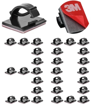 Cable Clips Self with 3M Adhesive Cord Organizer, Wire Holder Clamp Management Sticky for Desk Car Dash Cam Tables Wall, Black 30pcs Cable Clips Self with 3M Adhesive Cord Organizer, Wire Holder Clamp Management Sticky for Desk Car Dash Cam Tables Wall, Black 30pcs