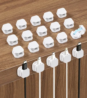 Magnetic Cable Clips 20 Pack, Self-Adhesive Cord Holders for Desk and Nightstand Under Desk Cable Management Organizer with No Residue Removal for Home Office, Car, Wall Magnetic Cable Clips 20 Pack, Self-Adhesive Cord Holders for Desk and Nightstand Under Desk Cable Management Organizer with No Residue Removal for Home Office, Car, Wall