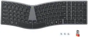 Wireless Ergonomic Keyboard, Split S-Curve, Bluetooth & 2.4G, Black Wireless Ergonomic Keyboard, Split S-Curve, Bluetooth & 2.4G, Black