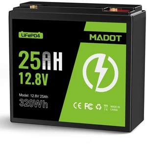 MADOT 12V 25AH LiFePO4 Battery 320Wh BMS 3000+ Cycles for UPS/Alarm MADOT 12V 25AH LiFePO4 Battery 320Wh BMS 3000+ Cycles for UPS/Alarm