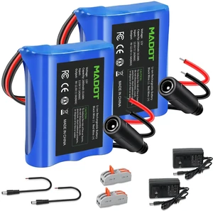 2-Pack 12V 2800mAh Rechargeable Li-ion Battery Packs, with Charger & Bare Leads Wire, Replacement for RC Car, DIY Project Power Tool Accessories 2-Pack 12V 2800mAh Rechargeable Li-ion Battery Packs, with Charger & Bare Leads Wire, Replacement for RC Car, DIY Project Power Tool Accessories