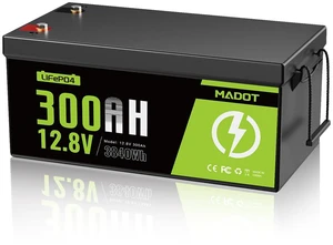 MADOT 12V 300Ah LiFePO4 Battery, 3840Wh Lithium Battery Built-in BMS 15000 Deep Cycles, Low Temp Protection Lithium Iron Phosphate Battery for Home Energy, Solar, RV, Trolling Motor, Boat, Marine, Off MADOT 12V 300Ah LiFePO4 Battery, 3840Wh Lithium Battery Built-in BMS 15000 Deep Cycles, Low Temp Protection Lithium Iron Phosphate Battery for Home Energy, Solar, RV, Trolling Motor, Boat, Marine, Off