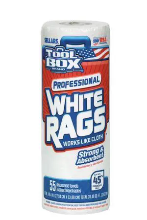 ToolBox® Professional White Rags: Multi-Surface Cleaning Disposable Towel, 1 Roll (55 Sheets/Roll) ToolBox® Professional White Rags: Multi-Surface Cleaning Disposable Towel, 1 Roll (55 Sheets/Roll)