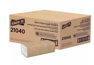Genuine Joe Multi-Fold Natural Paper Towels - 16 Pack, 250 Sheets Each Genuine Joe Multi-Fold Natural Paper Towels - 16 Pack, 250 Sheets Each