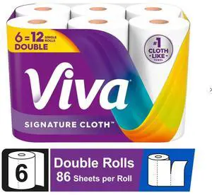 Viva Signature Cloth Paper Towels, 6 Double Rolls, 86 Sheets per Roll Viva Signature Cloth Paper Towels, 6 Double Rolls, 86 Sheets per Roll