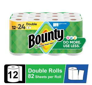Bounty Paper Towels Select-A-Size White, 12 Double Rolls, 82 Sheets per Roll Bounty Paper Towels Select-A-Size White, 12 Double Rolls, 82 Sheets per Roll