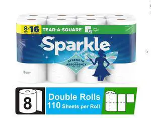 Sparkle Tear-A-Square Paper Towels, 8 Double Rolls, 110 Sheets per Roll Sparkle Tear-A-Square Paper Towels, 8 Double Rolls, 110 Sheets per Roll