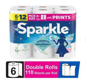 Sparkle Pick-A-Size Paper Towels, Multi-Color, 6 Double Rolls, 110 Sheets per Roll Sparkle Pick-A-Size Paper Towels, Multi-Color, 6 Double Rolls, 110 Sheets per Roll