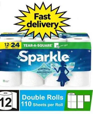 Sparkle Tear-A-Square Paper Towels, 12 Double Rolls, 110 Sheets per Roll Sparkle Tear-A-Square Paper Towels, 12 Double Rolls, 110 Sheets per Roll