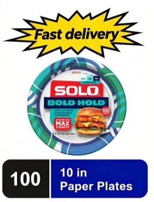 Solo Bold Hold 10in 100CT Heavy Weight Paper Plate Solo Bold Hold 10in 100CT Heavy Weight Paper Plate