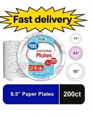 Great Value Disposable Paper Plates, 8.5 in, 200 Count Great Value Disposable Paper Plates, 8.5 in, 200 Count