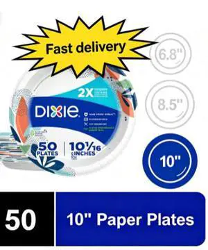 Dixie Disposable Plates, 10", Multi-Color, 50 Count Dixie Disposable Plates, 10", Multi-Color, 50 Count