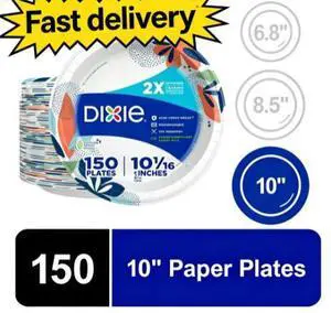 Dixie Disposable Plates, 10", Multi-Color, 150 Count Dixie Disposable Plates, 10", Multi-Color, 150 Count