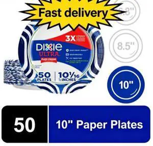Dixie Ultra Disposable Plates, 10", Multi-Color, 50 Count Dixie Ultra Disposable Plates, 10", Multi-Color, 50 Count