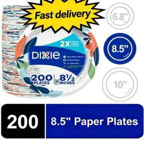 Dixie Disposable Paper Plates, 8.5", Multi-Color, 200 Count Dixie Disposable Paper Plates, 8.5", Multi-Color, 200 Count